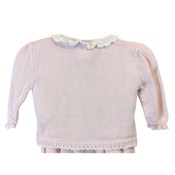 Sophie Dess Creations Paris Dress & Sweater Set Baby 3M Cotton Embroidered Pink - Picture 9 of 16